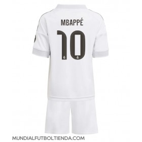 Camiseta Real Madrid Kylian Mbappe #10 Primera Equipación Replica 2025-26 para niños mangas cortas (+ Pantalones cortos)